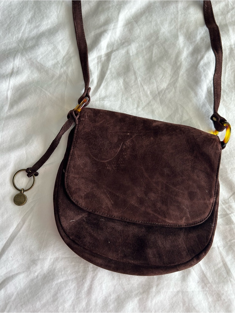 Esprit Vintage Brown Suede Crossbody Bag - Picture 2 of 13